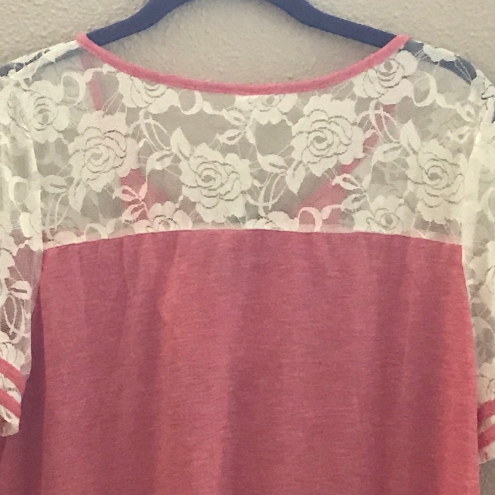 NWT Dressfo Pink & White Lace Top (Size XXL) - Picture 13 of 16